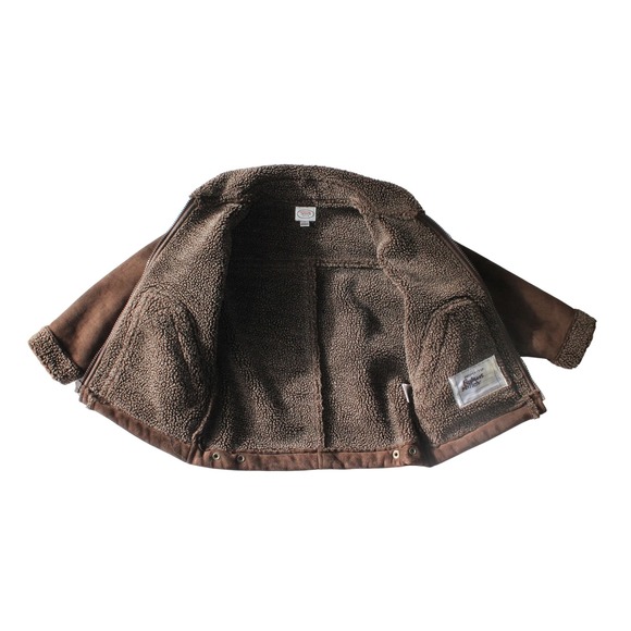 Talbots Kids Brown Suede Sherpa Lined Aviator Jacket Size 4 Toddler - Picture 5 of 9
